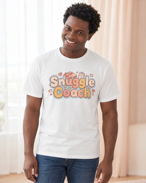 Parent wearing the Snuggle Coach™ tee in the Classic Fit